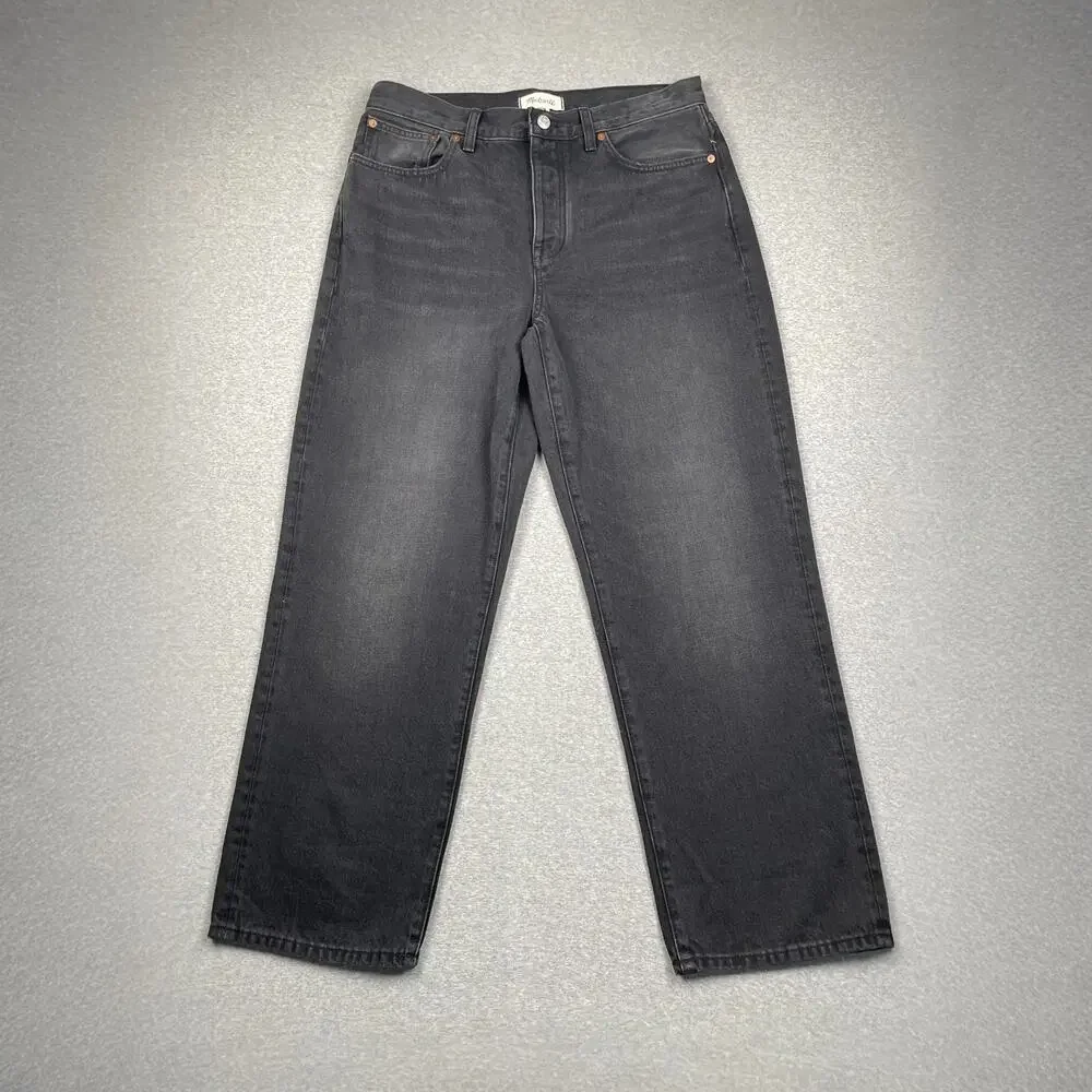 Madewell Jeans Womens 29 Black Low-Slung Straight Slouchy Denim Kent Wash Drapey